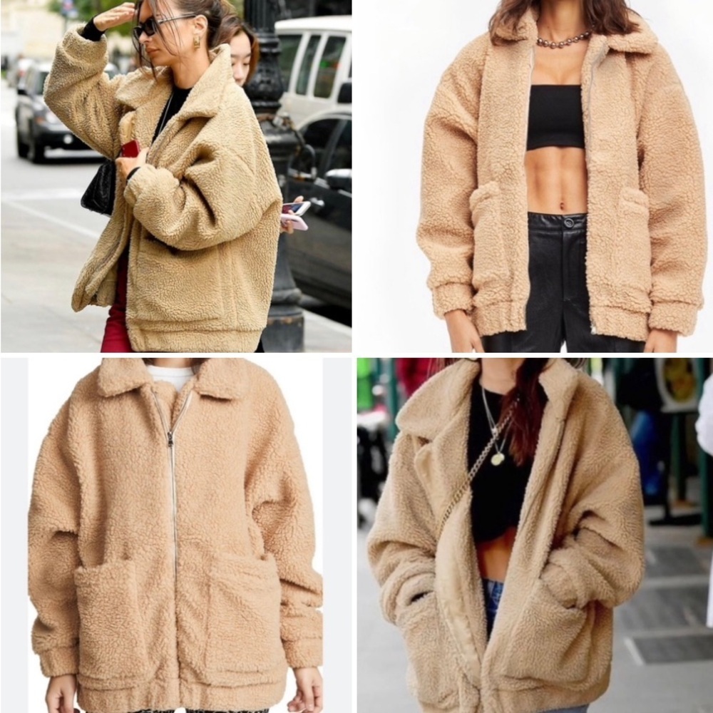 I AM GIA Pixie Coat Teddy Sherpa Zip Up Caramel Colored Jacket Size Small